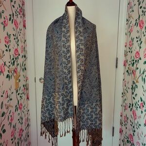 Blue Floral Pashmina